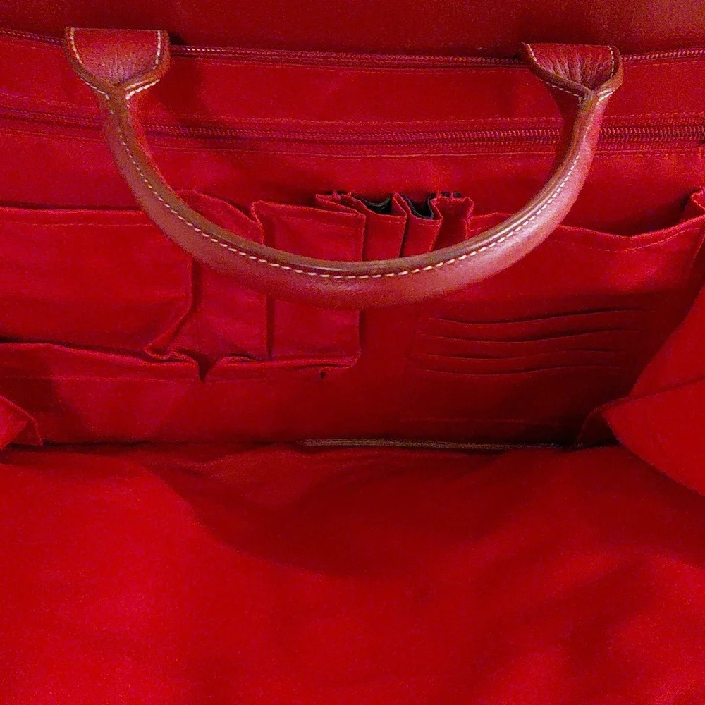 EUC Red Lodis Briefcase, Shoulder Strap & Handles, Pristine, See Note* - Picture 5 of 9